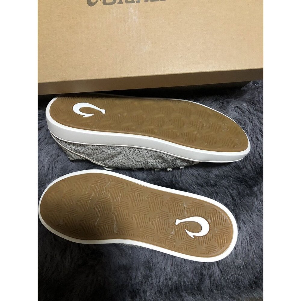 Olukai Womens Pehuea Li Lace up Canvas Sneakers Shoes, Size 9.5, Tapa/White Sand - Picture 6 of 6